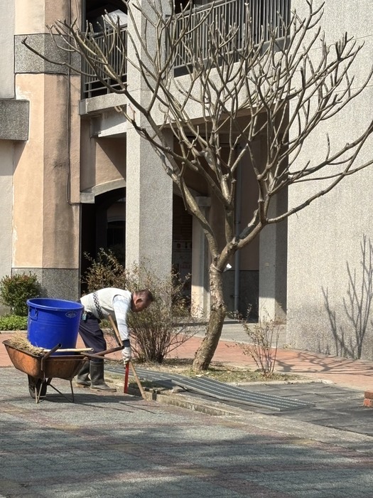 清理水溝雜物確保排水順暢